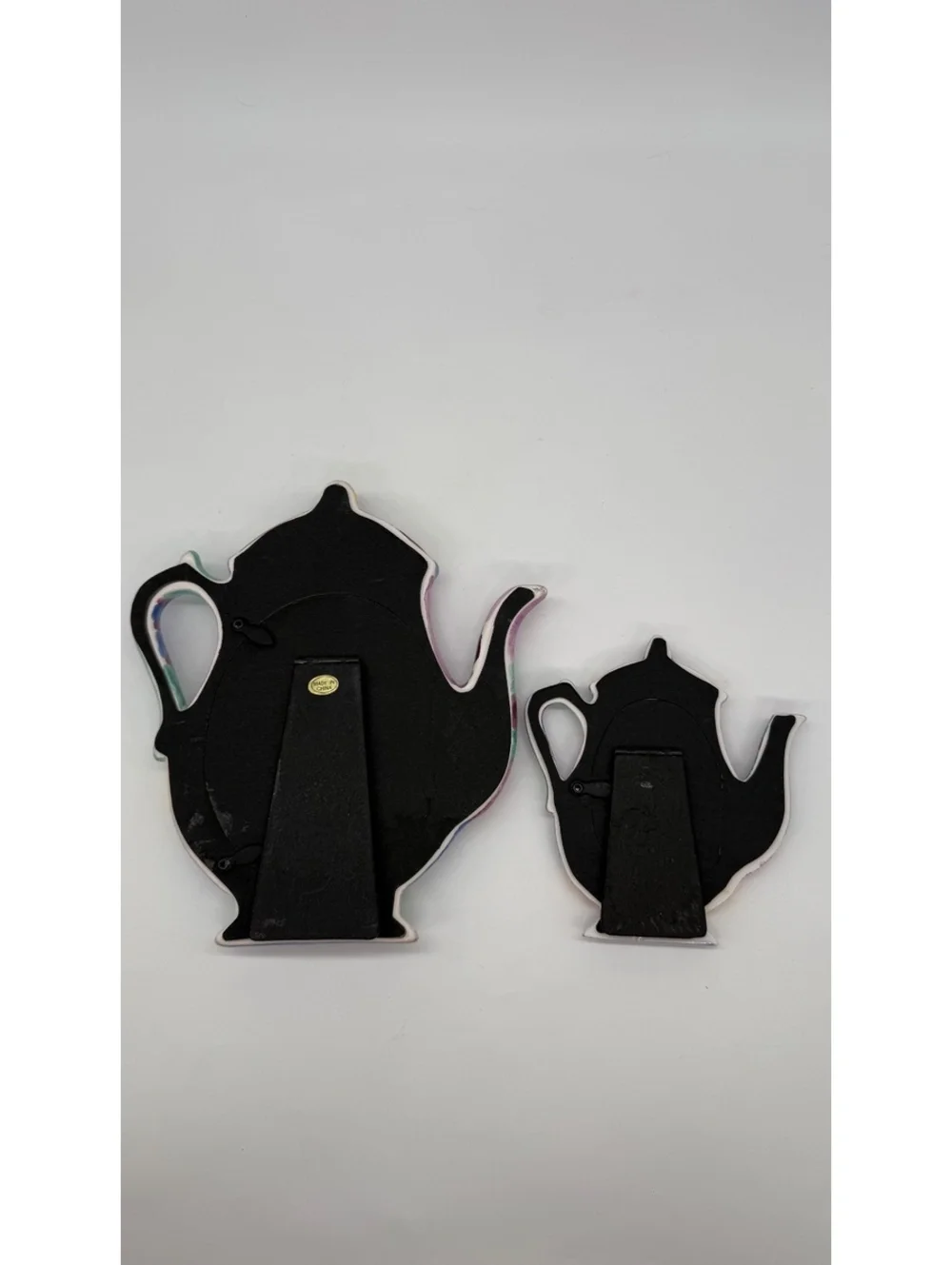 LT Home Collection Teapot Picture Frame Set 2 Colorful Ceramic